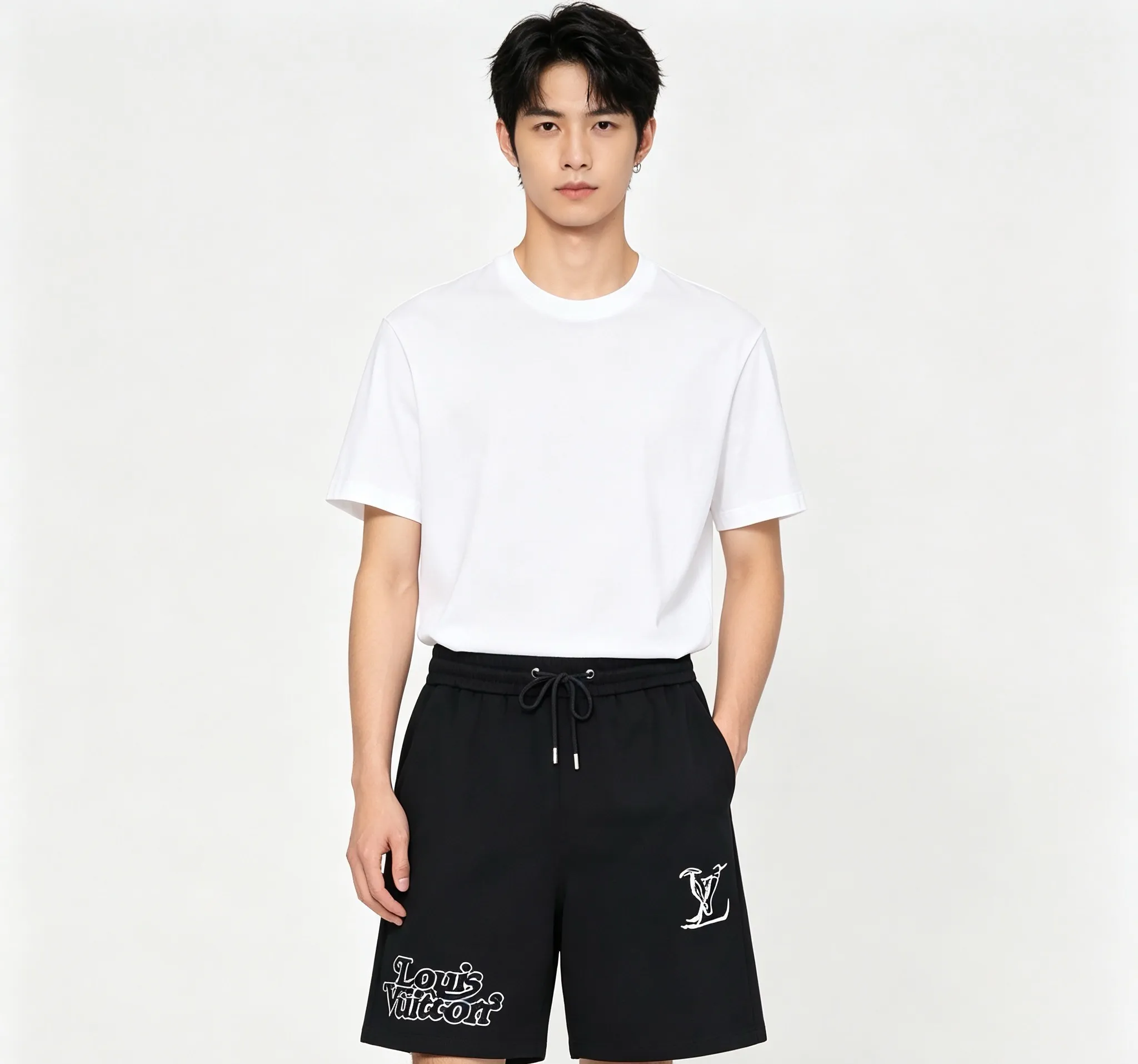 Louis Vuitton/Louis Vuitton double logo embroidered shorts